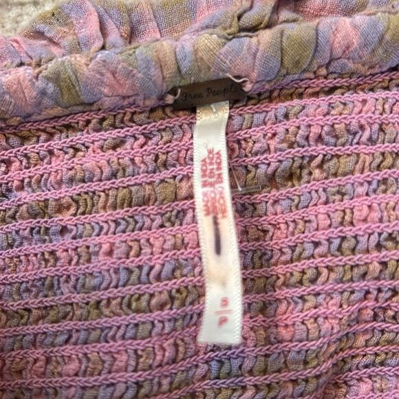 Free people corset ruffle Pink Plaid Ruffle Button-Down Top size small - Picture 6 of 8